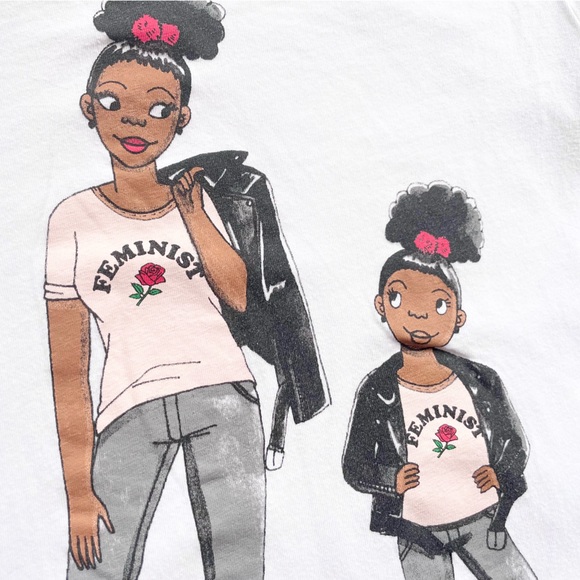 5/$20💥7/8 Feminist Like Mom Graphic Tee, Girl Power, Matching Outfits Red Kicks - Picture 2 of 7